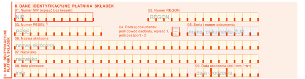 sekcja II zus dra